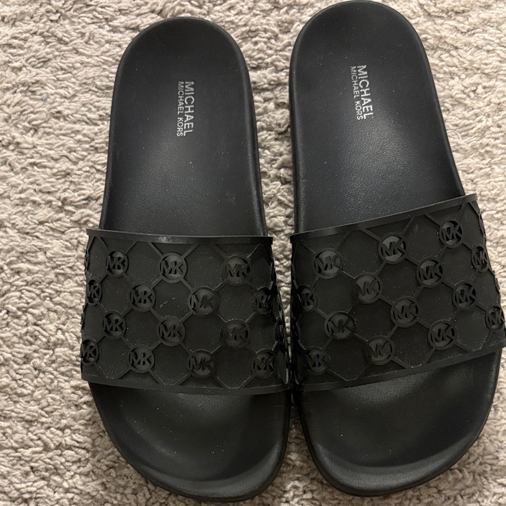 Michael Kors Black Logo Slide Sandals